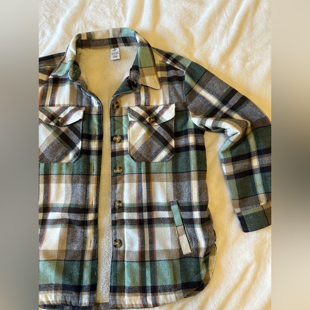 Oversized Lined Plaid Shirt Jacket Shacket